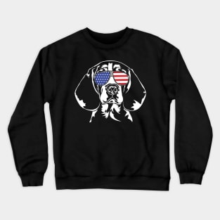 Patriotic Beagle dog with American Flag sunglasses Crewneck Sweatshirt